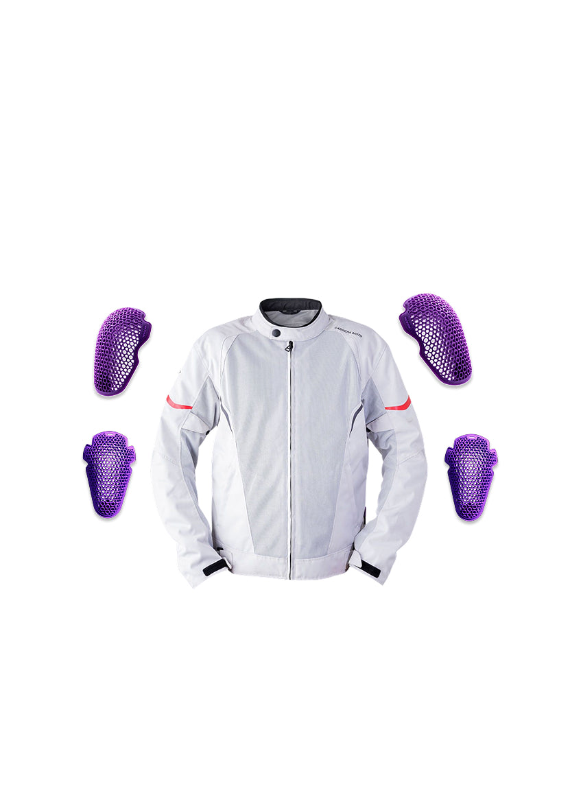 chamarra blanca para motociclista con protección certificada